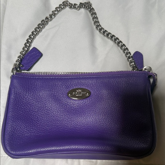 Coach Purple Leather Chain Shoulder Bag - Picture 1 of 2